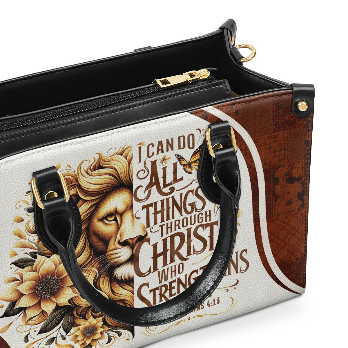 Personalized Christian Leather Handbag, I Can Do All Things Through Christ Philippians 4:13 Custom Purse, Religious Gift for Women BLAF33